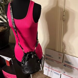 Juicy Couture Black leather bucket Crossbody bag Purse